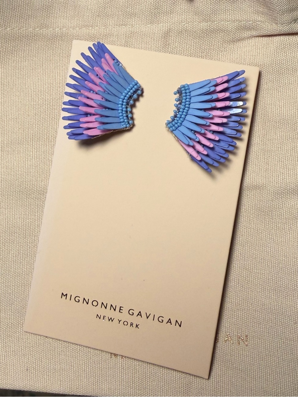 Mignonne Gavigan Blue & Pink Wing Earrings